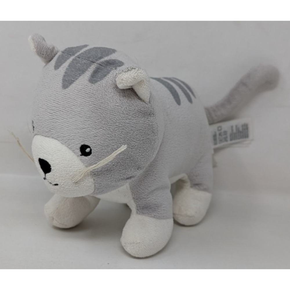 H&M Home Kitty Cat Kitten Plush Stuffed Animal Toy Gray White Tabby Stripes 7"
